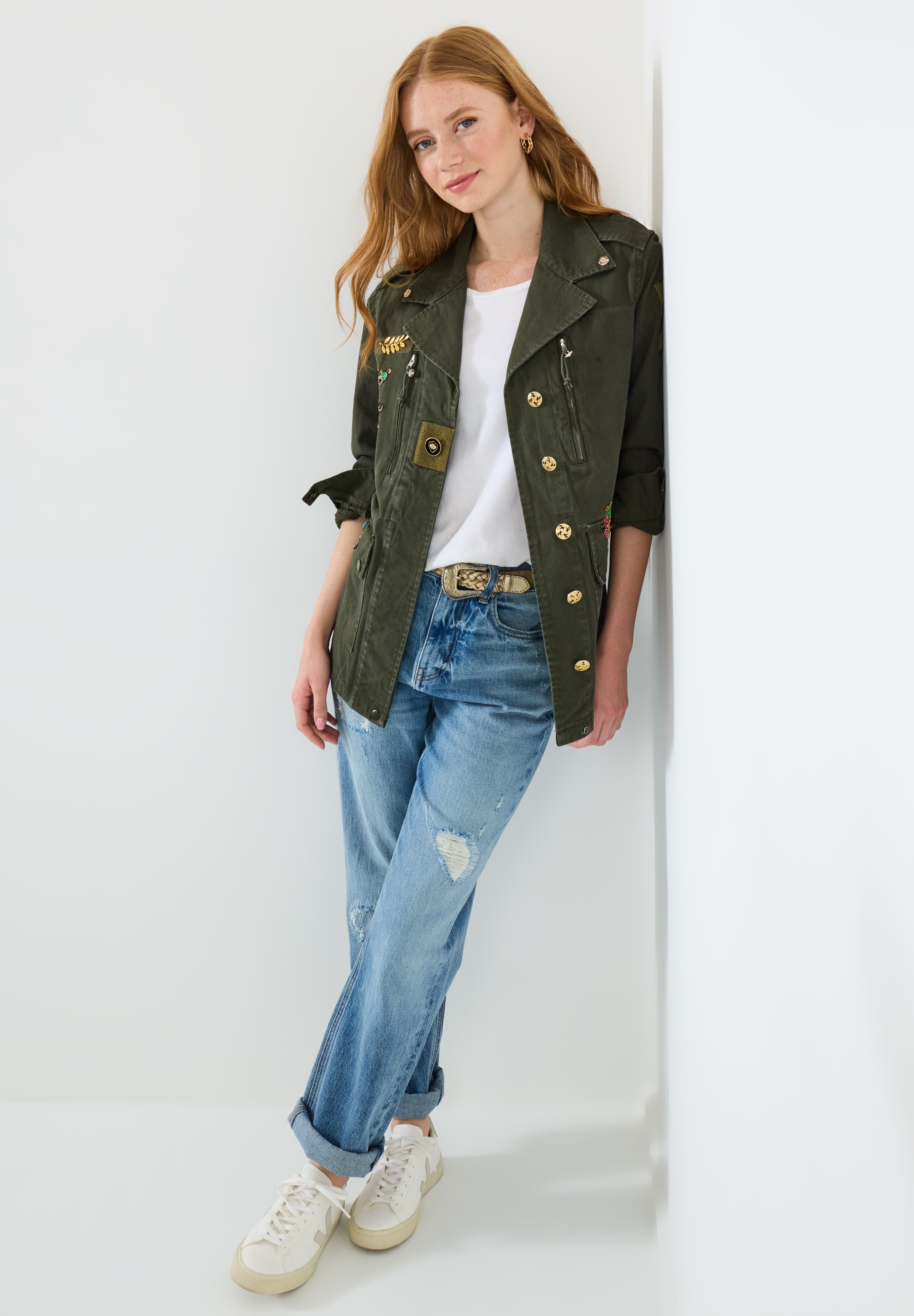 Military Cargo Jacket, ARMY GREEN, alternate image number 4