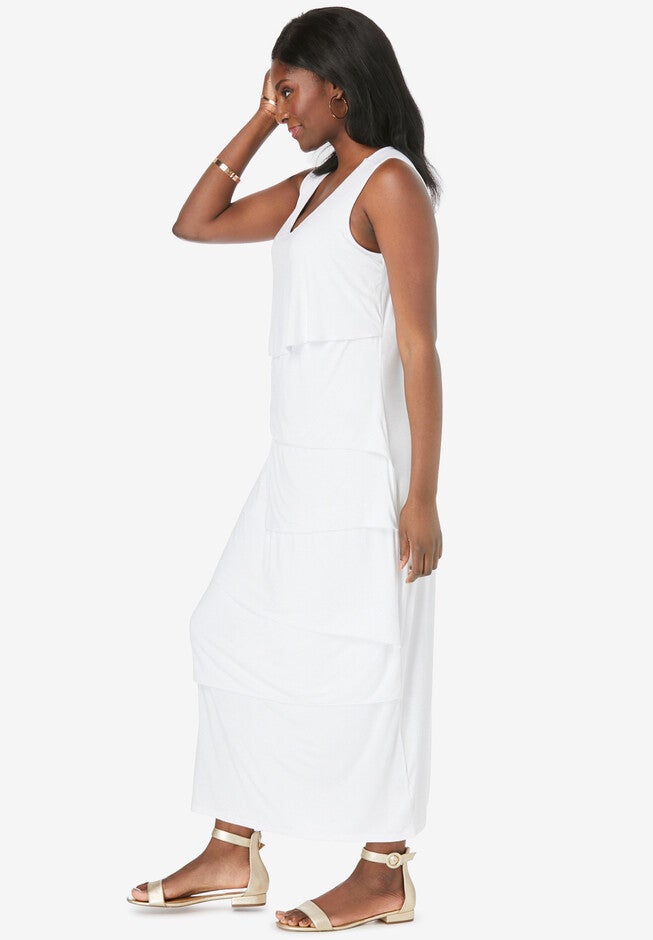 Stretch Knit Tiered Maxi Dress, , alternate image number null