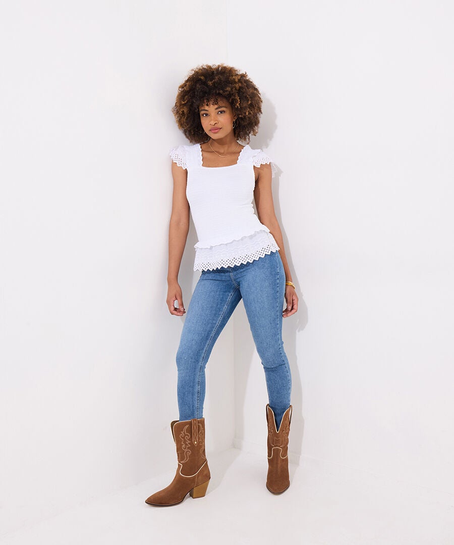 Eyelet Tank, WHITE, alternate image number 2