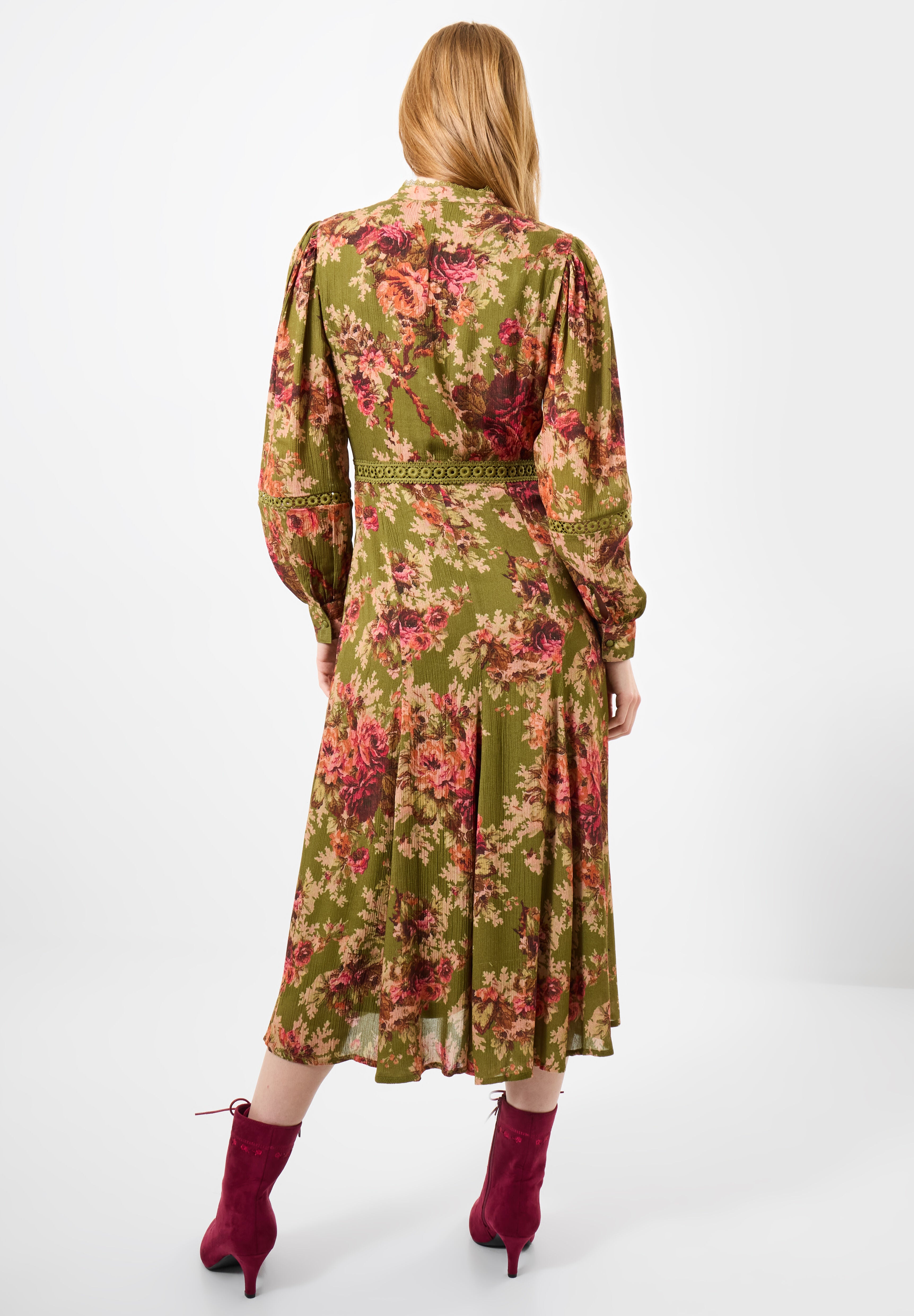 Autumn Peasant Maxi Dress, OLIVE BATIK BLOOM, alternate image number 2
