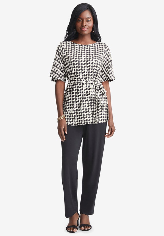 3-Piece Stretch Knit Wardrober, IVORY HOUNDSTOOTH, hi-res image number null