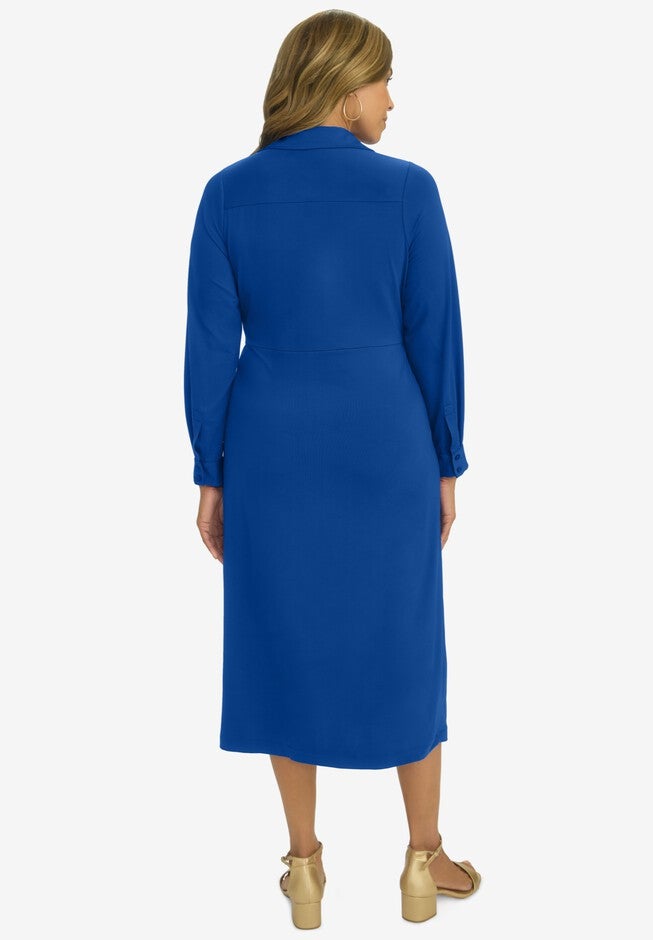 Side Knot Midi Wrap Dress, DARK SAPPHIRE, on-hover image number null