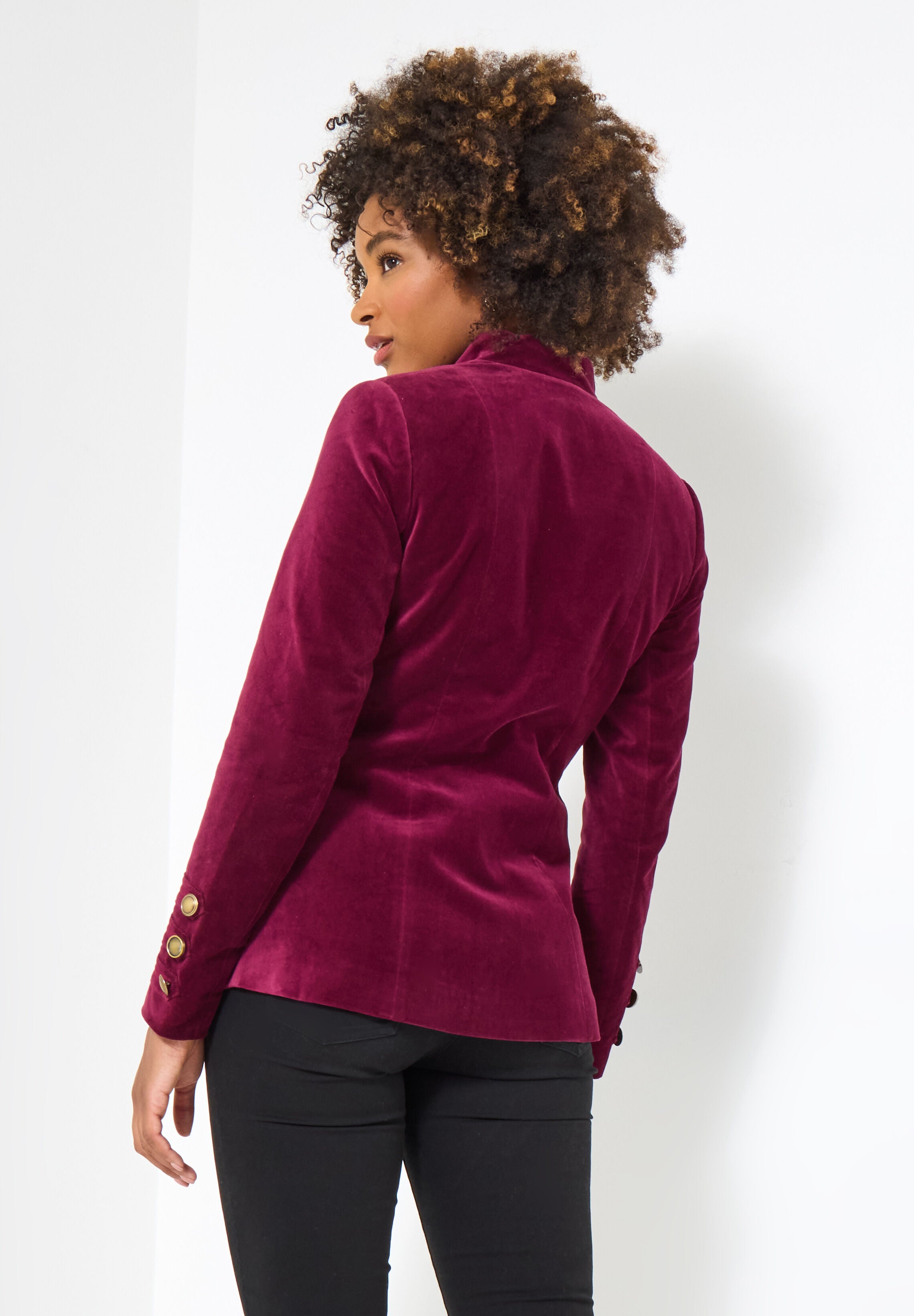 Faux Suede Military Jacket, MERLOT, alternate image number 3