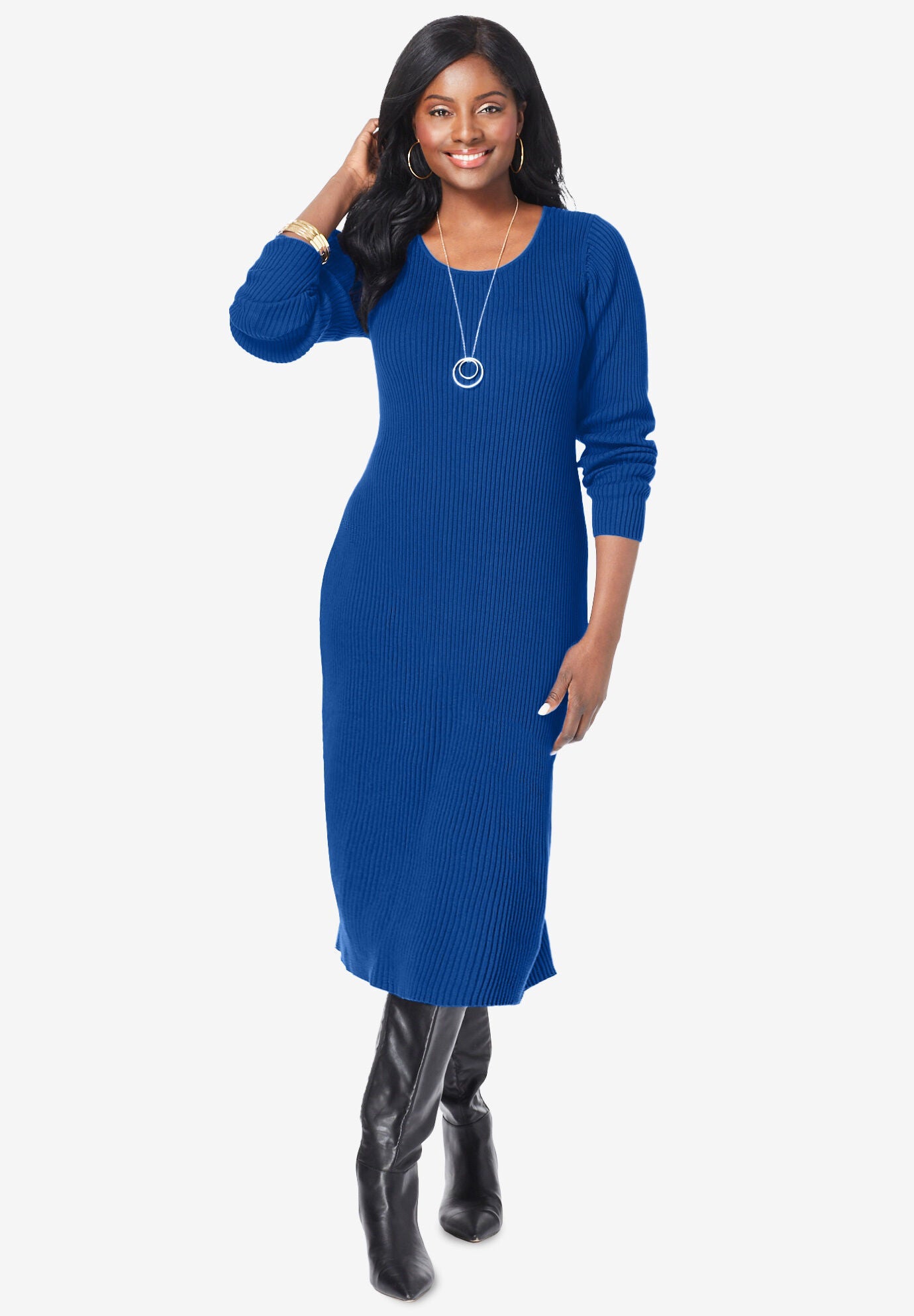 Scoop Neck Sweater Dress Avenue
