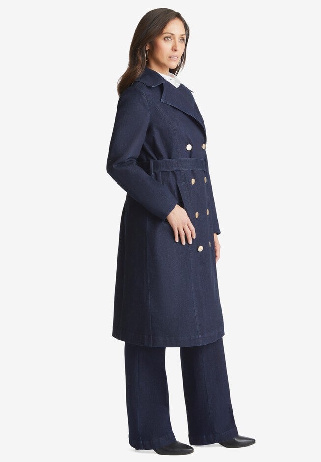 Refined Denim Trench Coat, , alternate image number null