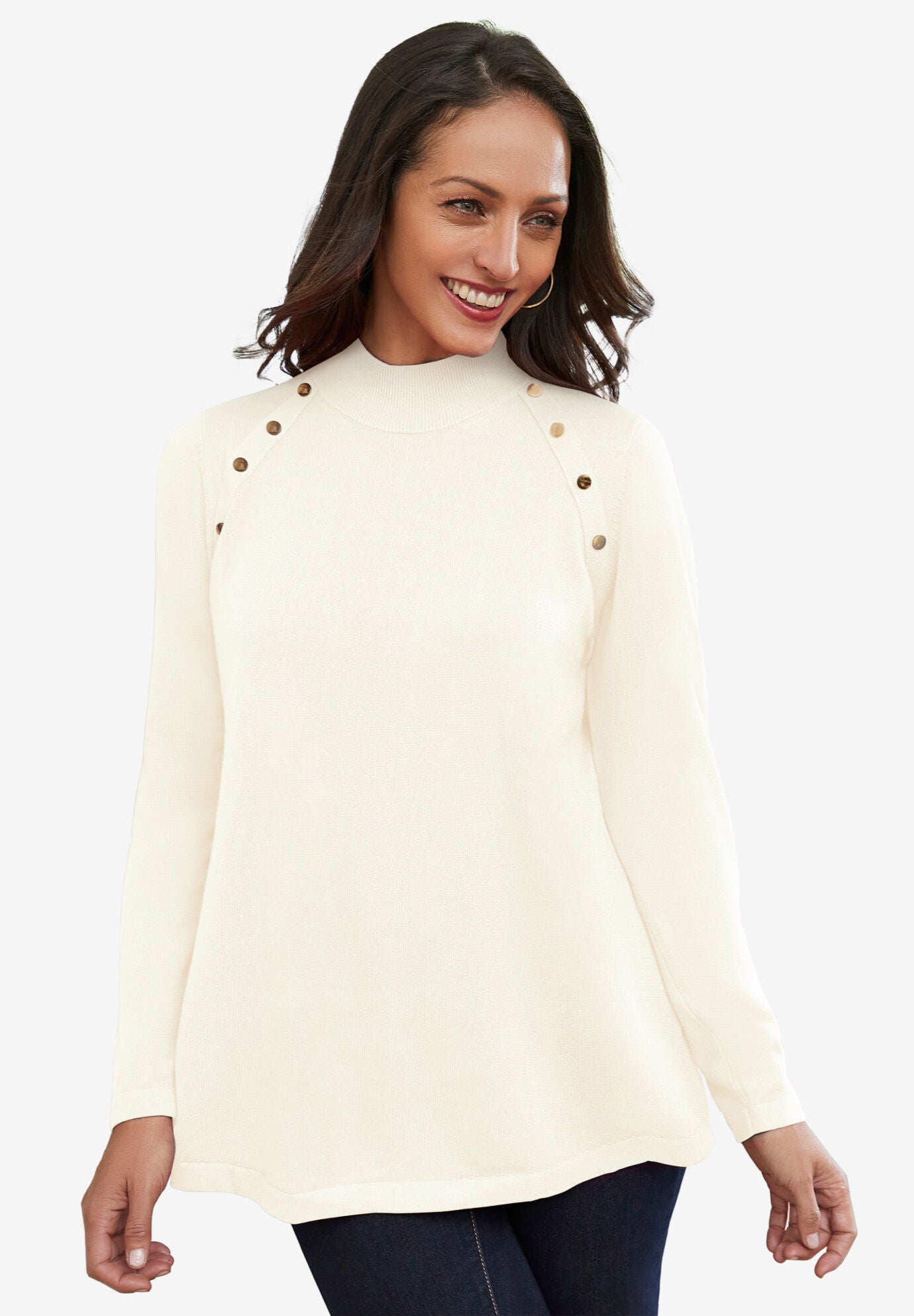 WORTH Tone On Tone Embroidered Mockneck Sweatshirt in Toasted Cream *Final Sale*