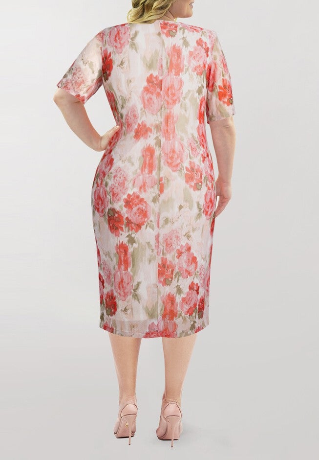 Stretch Sheath Midi Dress, ROSE, on-hover image number 1