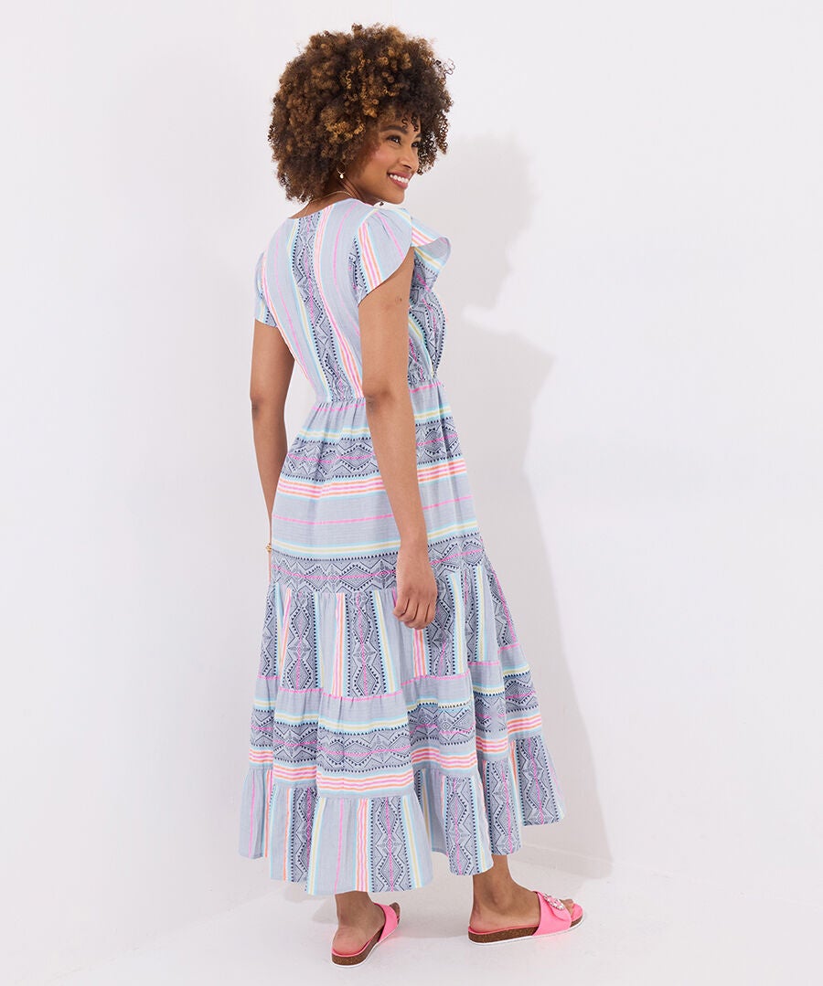 Abstract Sleeveless Maxi Dress, BOHO GEO STRIPES, alternate image number 2