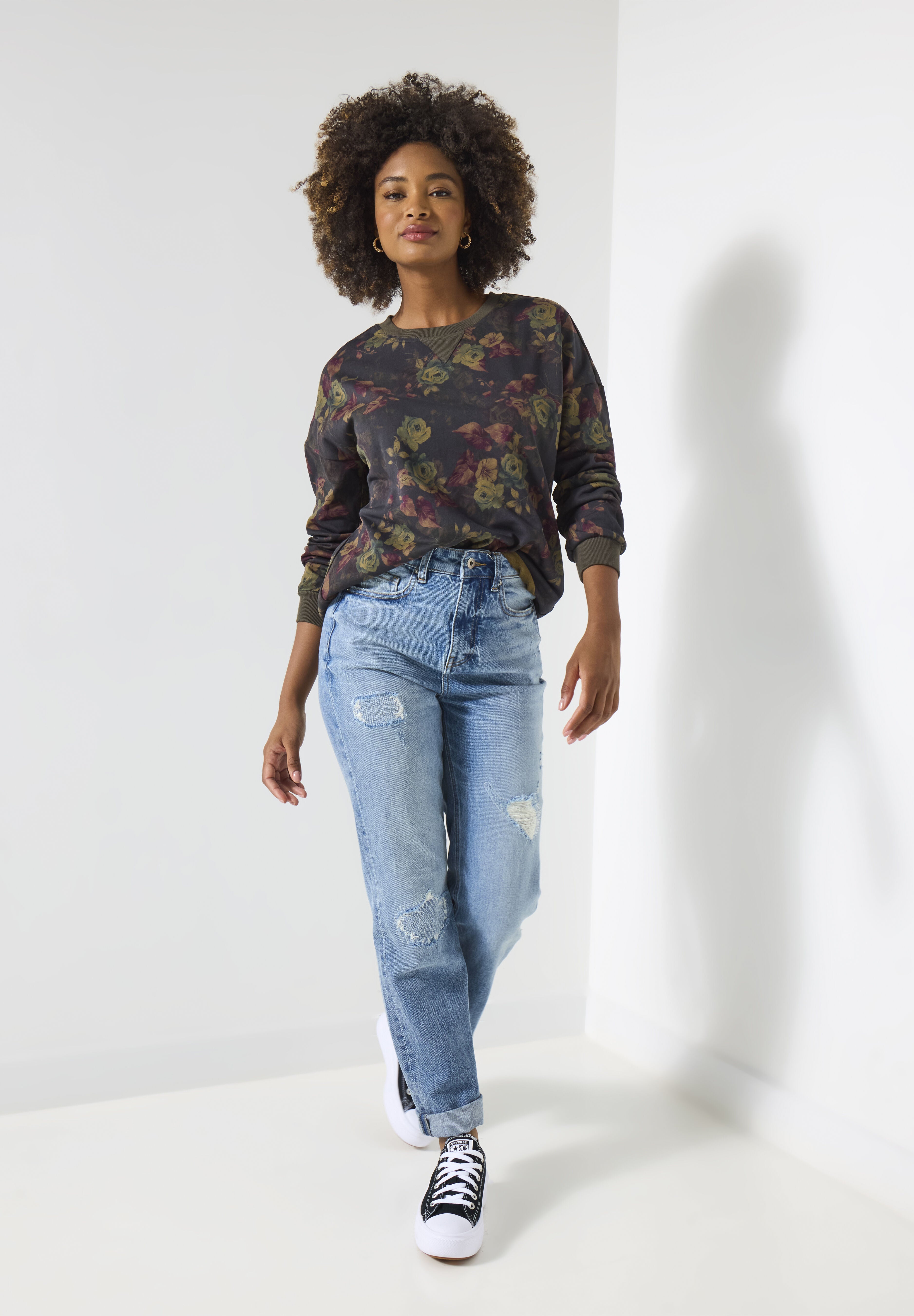 Weekend Crew Neck Pullover, HAZY GARDEN FLORAL, alternate image number 3