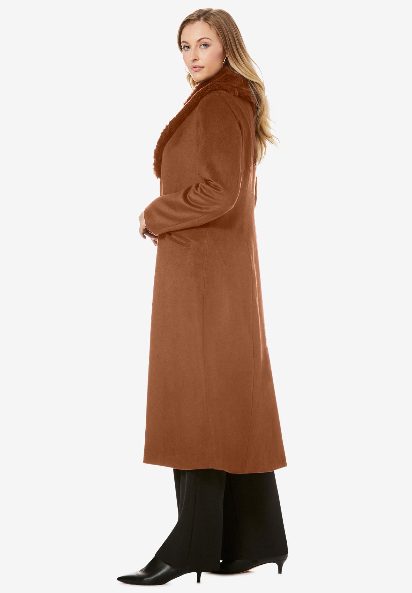 Long faux wool coat discount