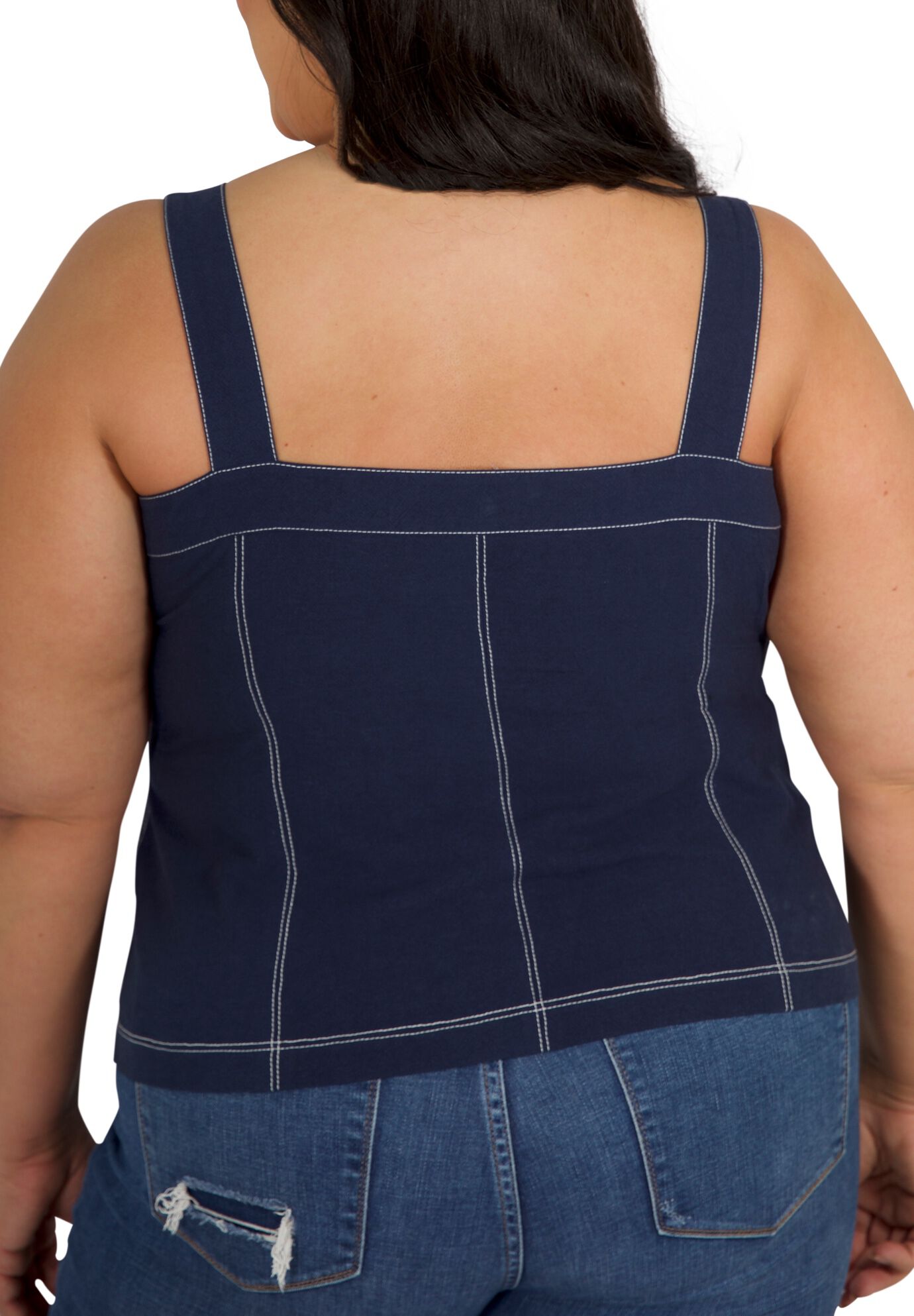 Linen Blouse, NAVY, on-hover image number 1