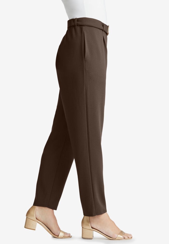 Knit Crepe Belted Tapered Pant, , alternate image number null
