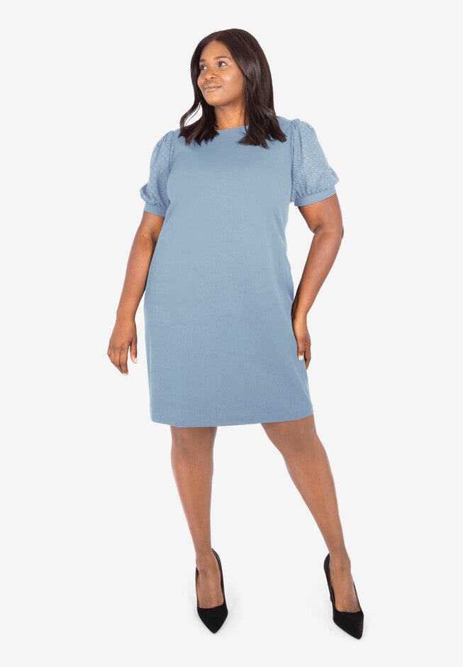 Swiss Dot Dress, POWDER BLUE, hi-res image number 0