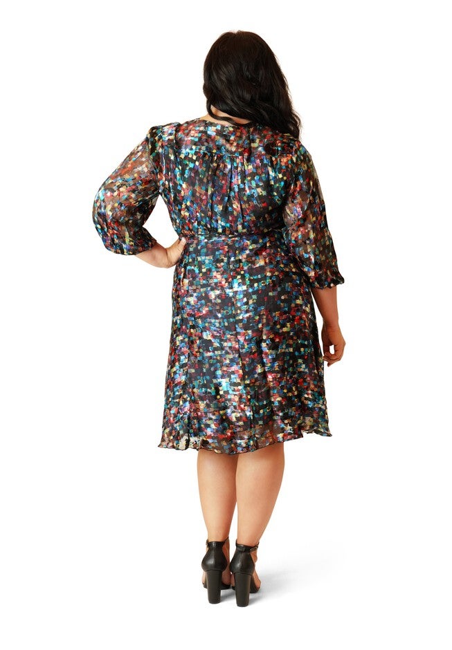 Silk Midi Dress, PRINT, on-hover image number null