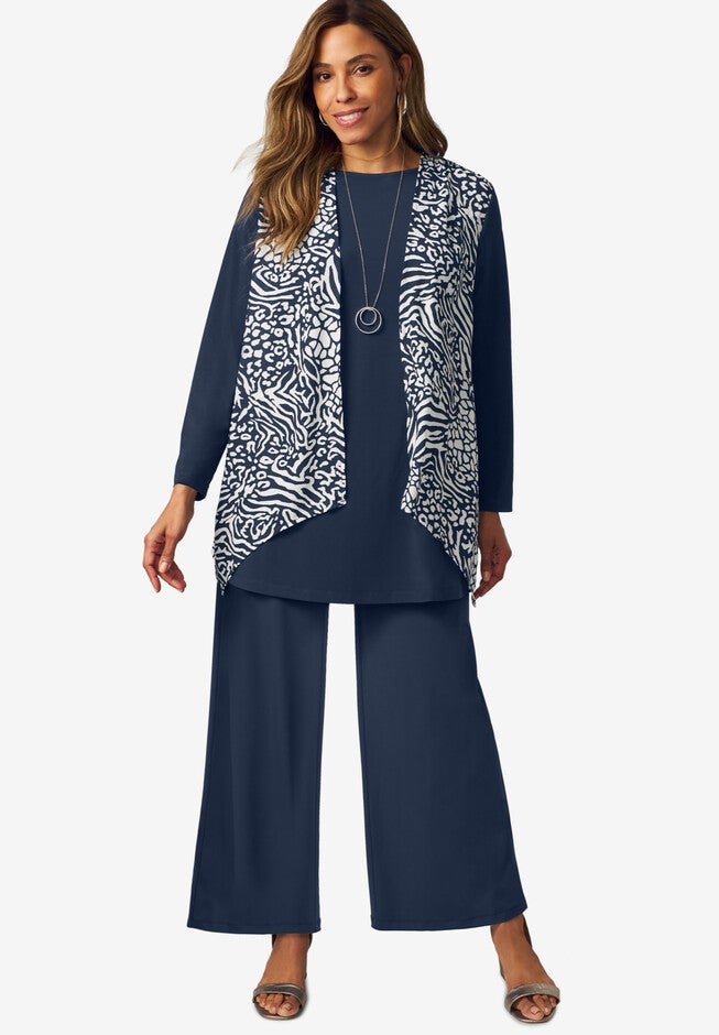 Mixed Media Cardigan, NAVY MIXED MEDIA ANIMAL, hi-res image number null