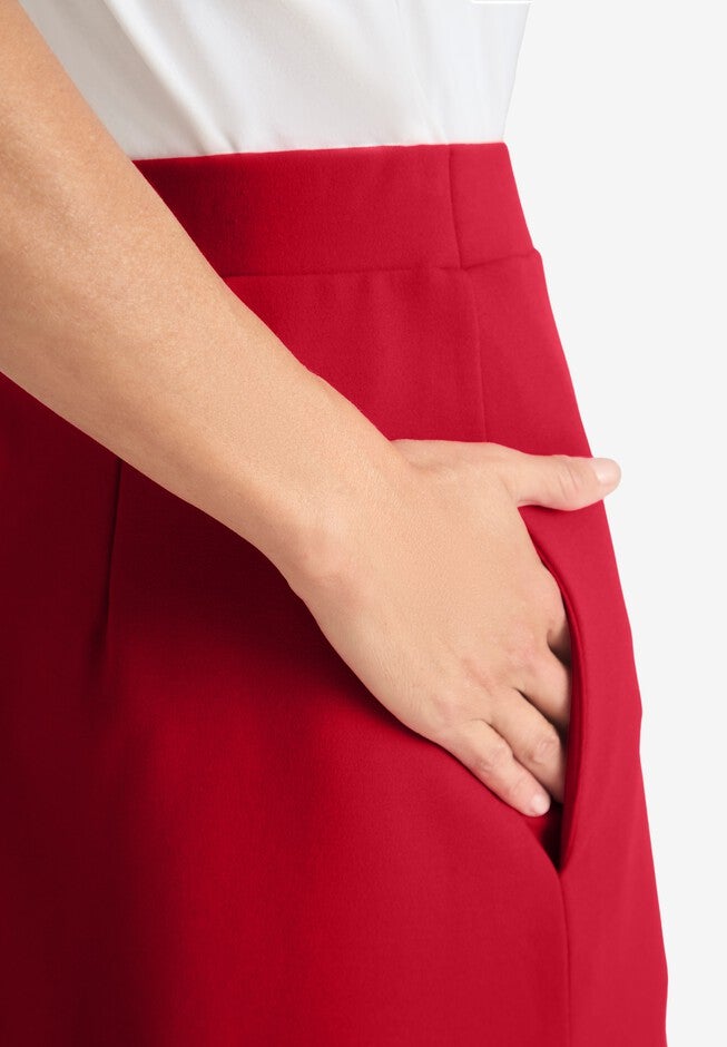 Knit Crepe Midi Flare Skirt, , alternate image number null