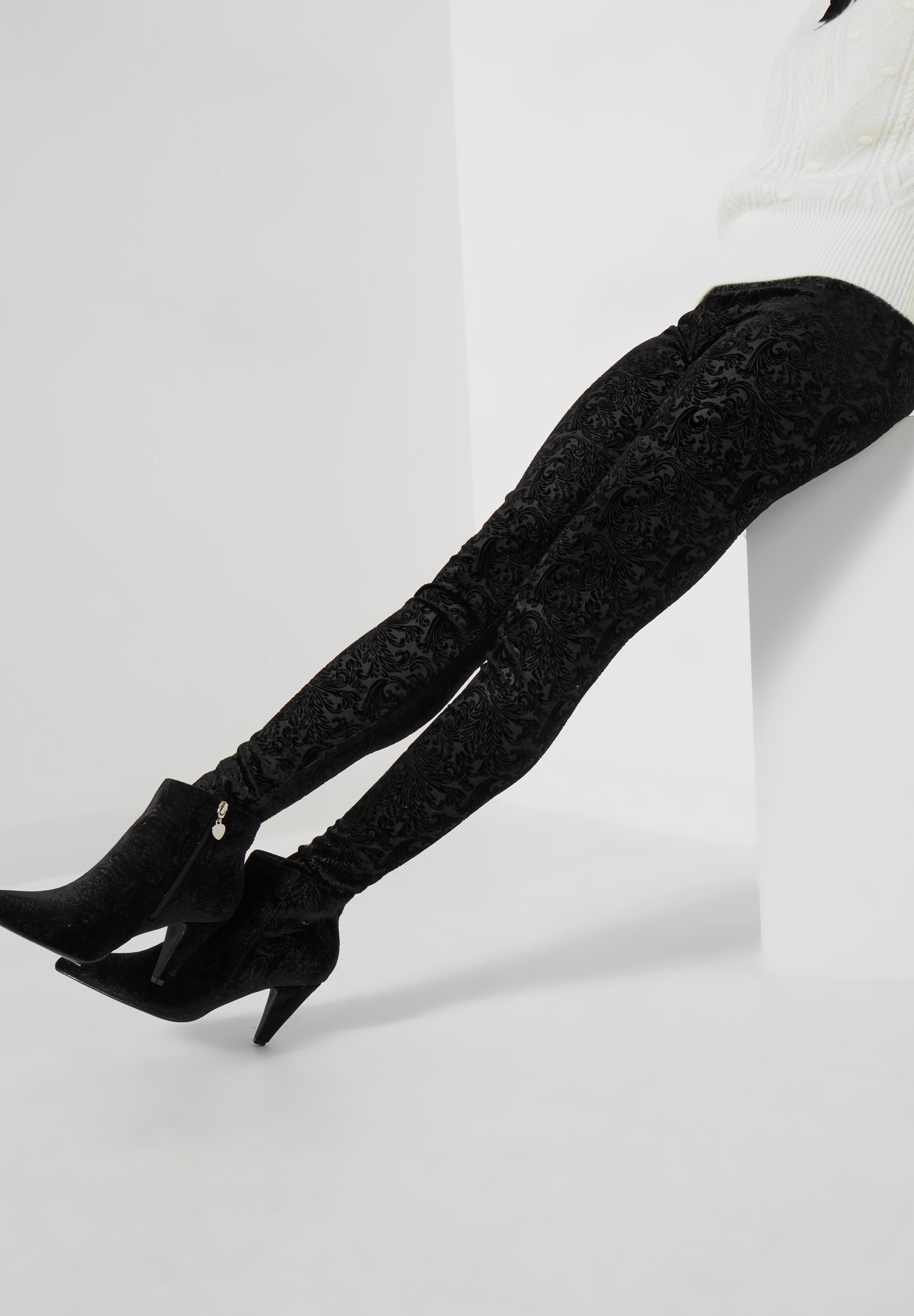 Stretch Velvet Legging, BLACK PAISLEY, alternate image number 2