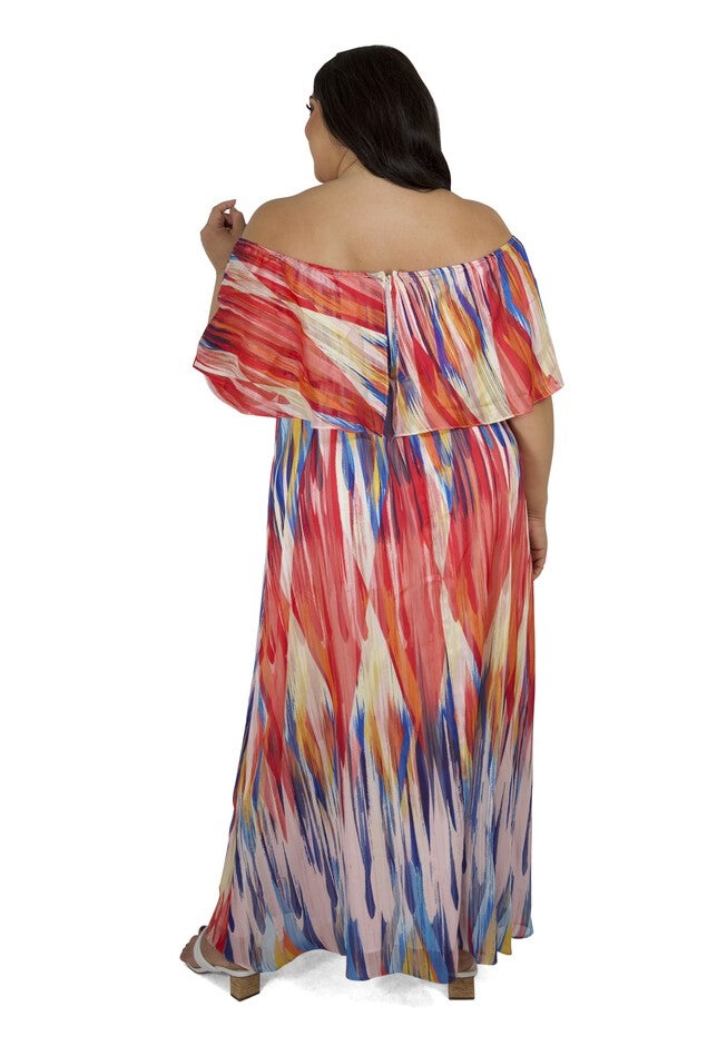 Off the Shoulder Maxi Dress, MULTI, on-hover image number null
