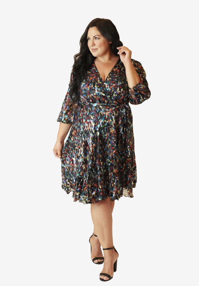 Silk Midi Dress, PRINT, hi-res image number null