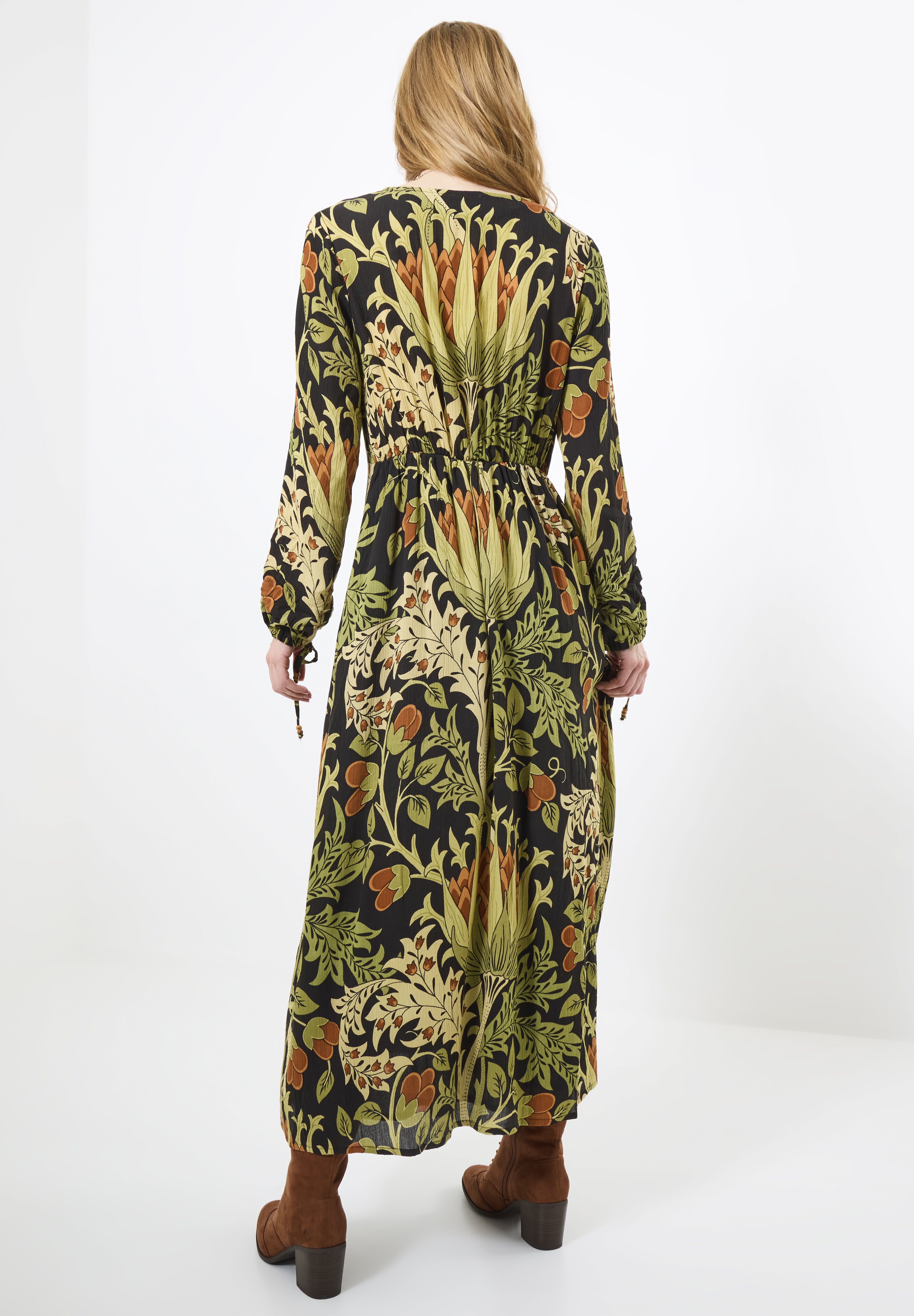 Hippie Midi Dress, VINTAGE ABSTRACT MEADOW, on-hover image number 1