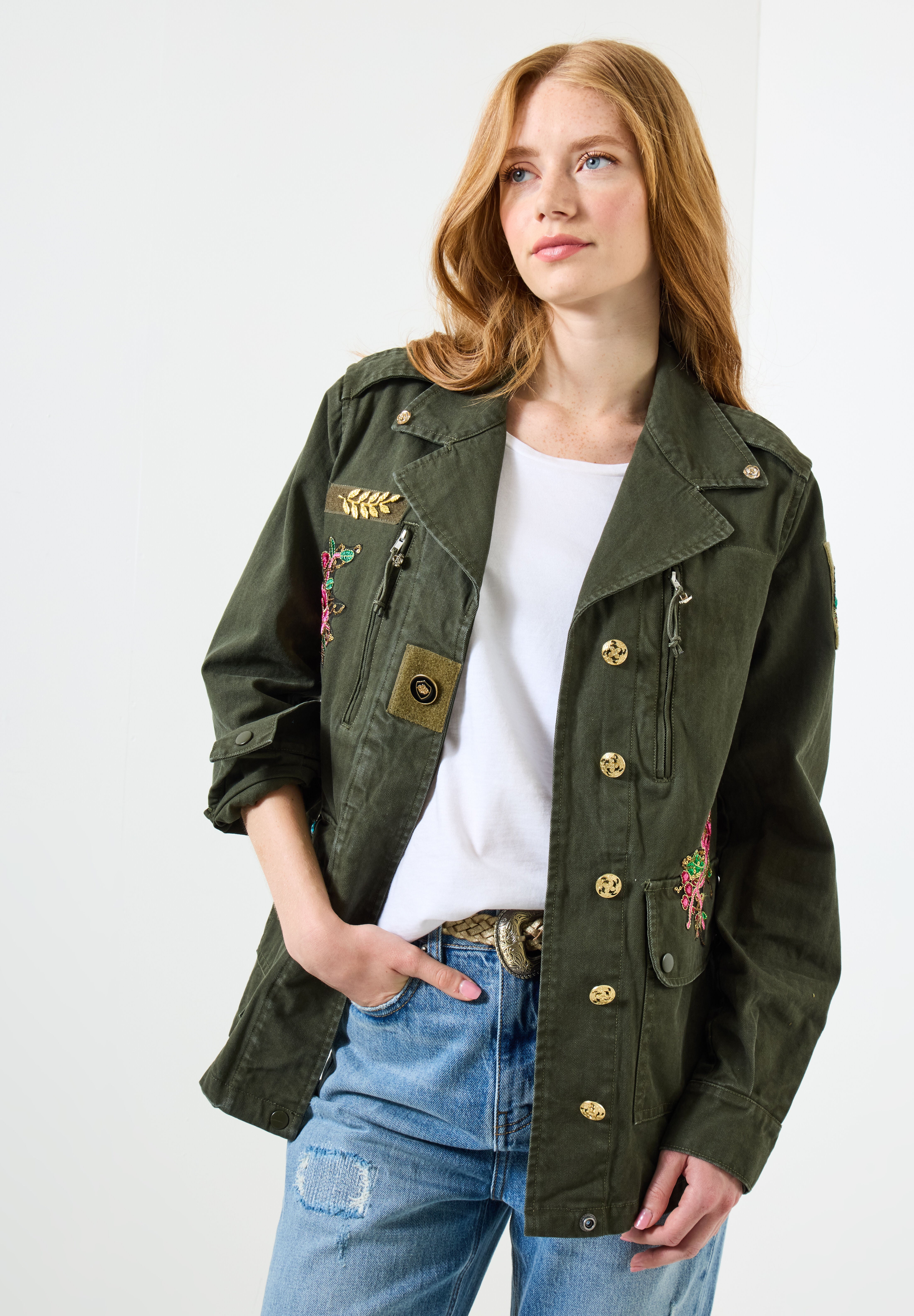 Military Cargo Jacket, ARMY GREEN, on-hover image number 1