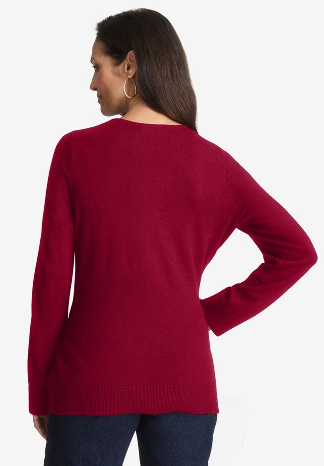 Shirred Waist Crewneck Sweater, , on-hover image number null