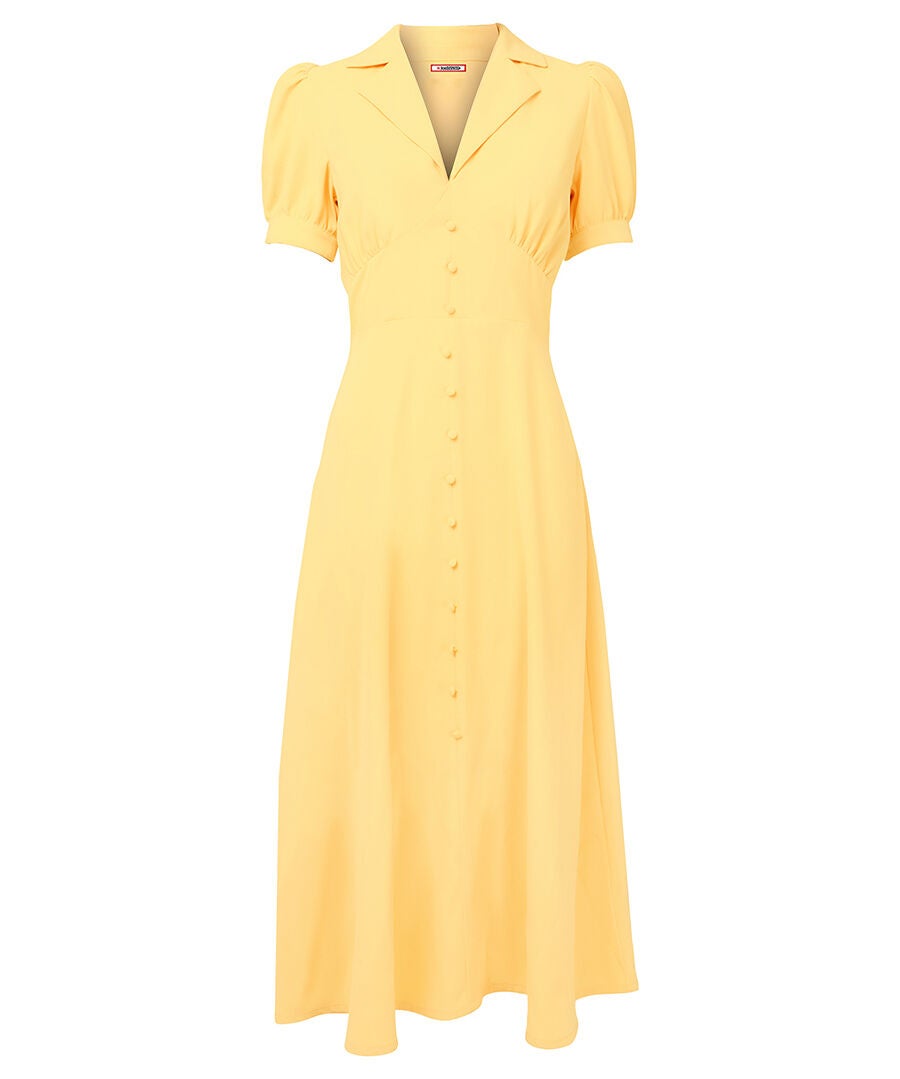 Retro Button Front Midi Dress, BUTTER, alternate image number 3
