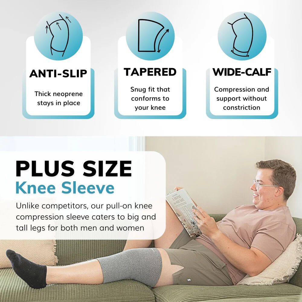 Plus Size Neoprene Knee Compression Sleeve, BLACK, alternate image number 4