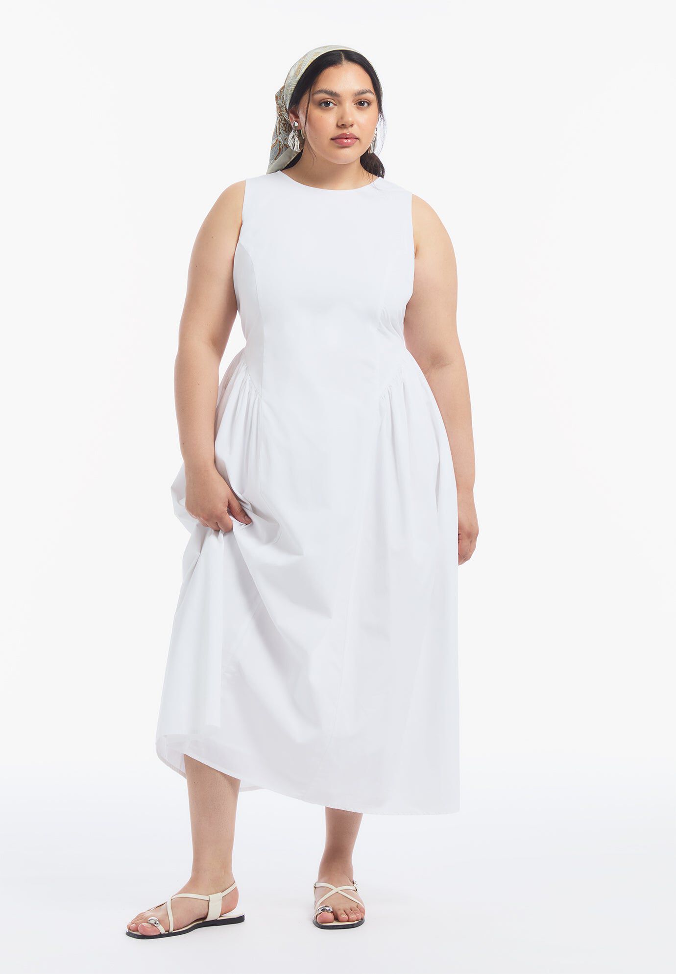 Sleeveless Poplin Midi Dress