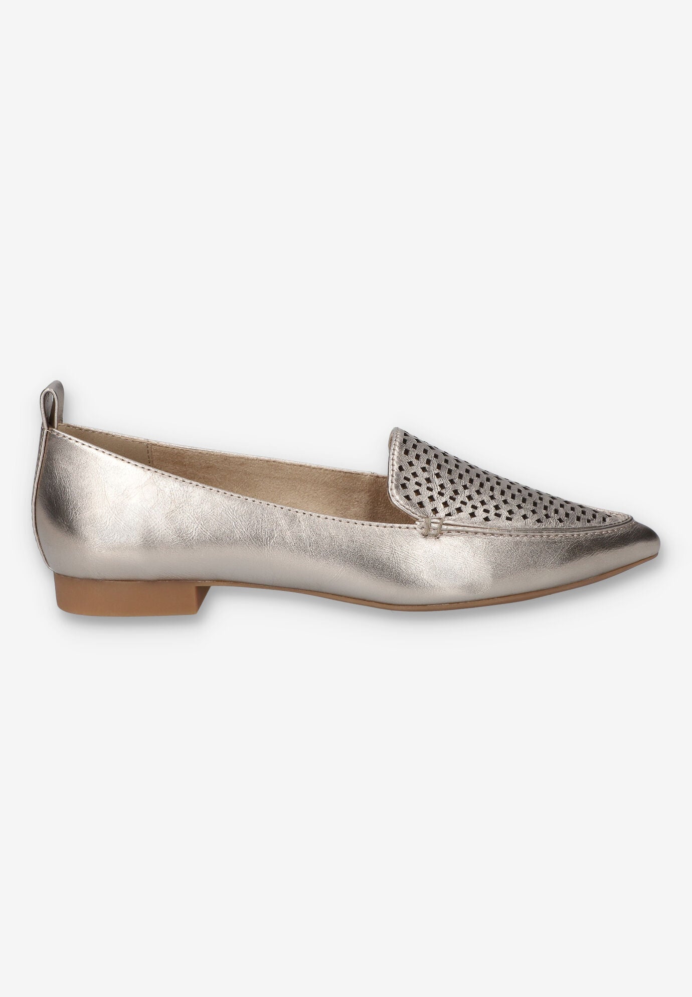 Alessi Perf Pointed Toe Flat, CHAMPAGNE LEATHER, alternate image number 2