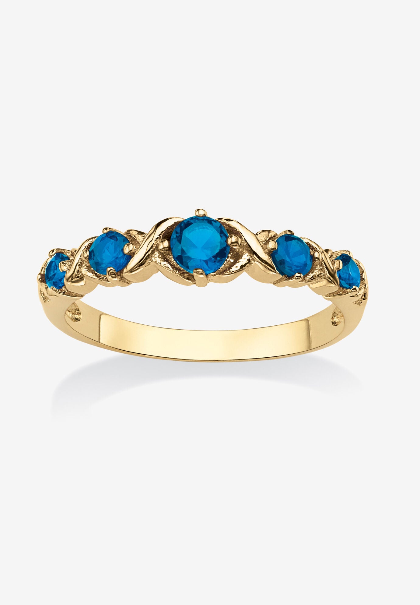 Yellow Gold-Plated Simulated Birthstone Ring, SEPTEMBER, hi-res image number 0