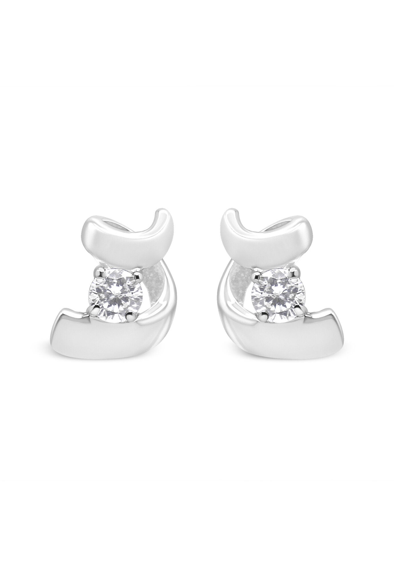 White Gold Round Brilliantcut Diamond Espira Swirls Solitaire Push Back Stud Earrings, , on-hover image number 1
