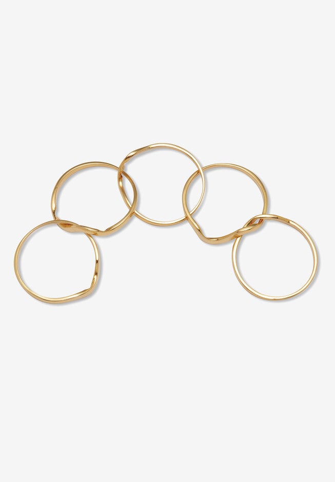 14K Yellow Gold-Plated 5 Piece Puzzle Ring, , alternate image number null