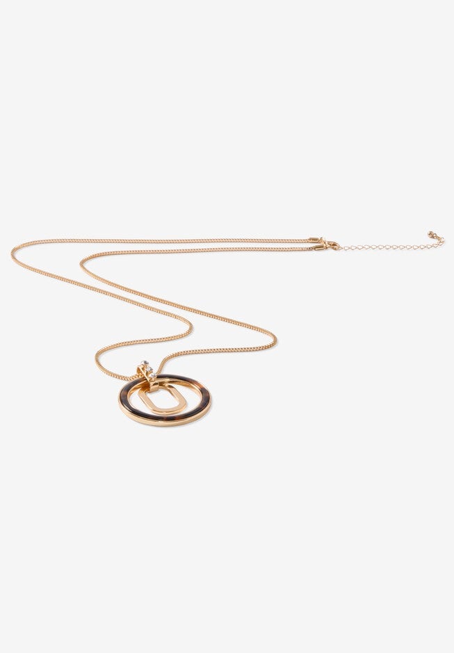 Tortoiseshell Circle Necklace, GOLD, hi-res image number null