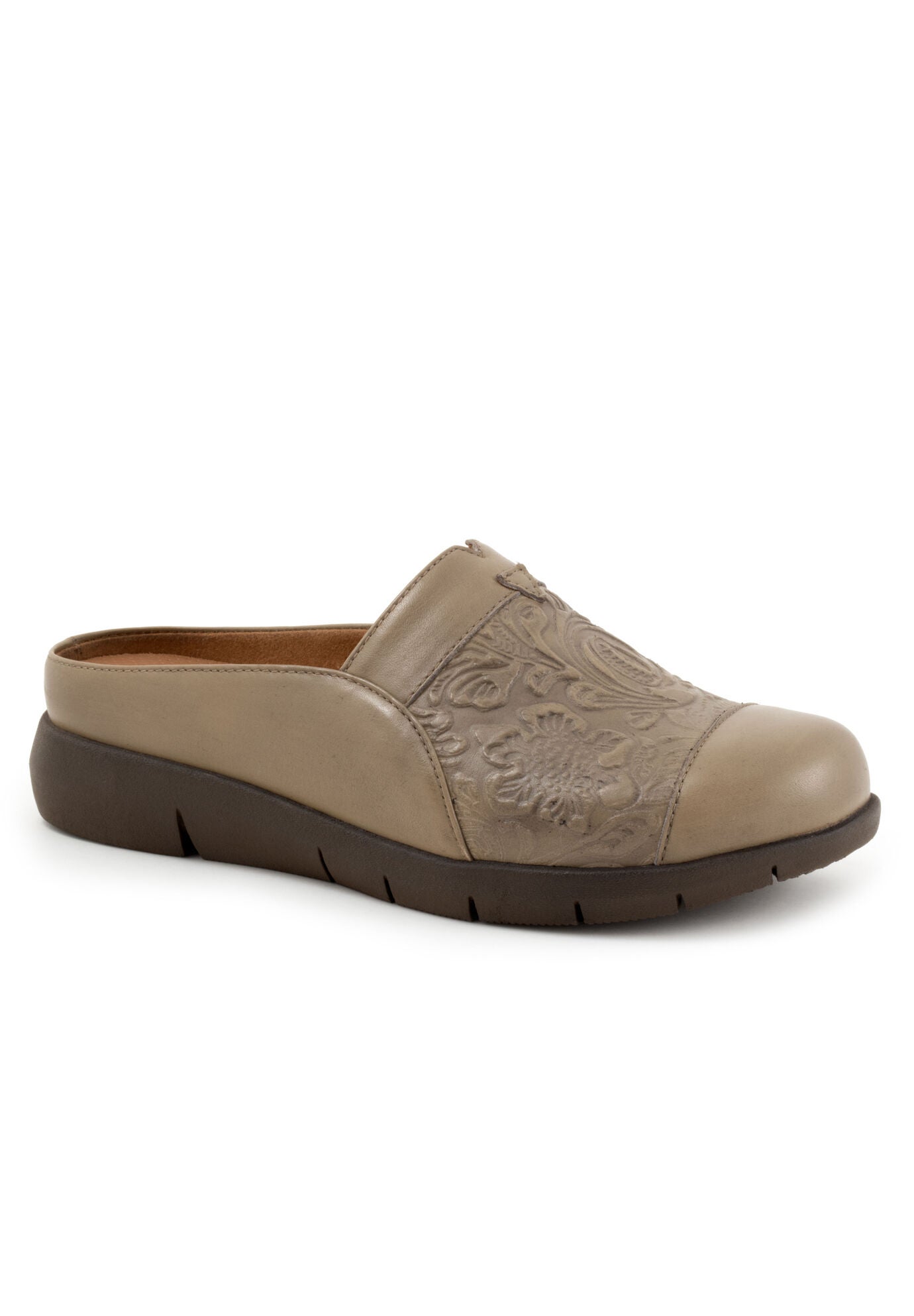 Avenue Brown Leather Slip-On Clogs with Adjustable Buckle Anchor - Back-Strap Leather Clog - Brown Nubuck - Mens main image 3