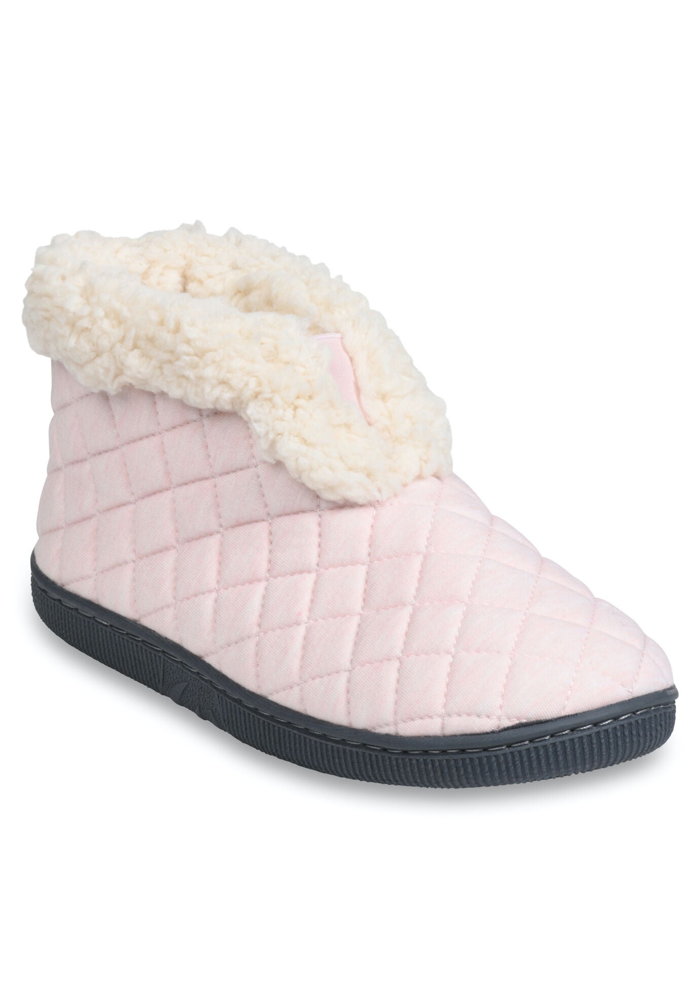 Quilted Jersey Elastic Front Slipper Boot Slippers Avenue