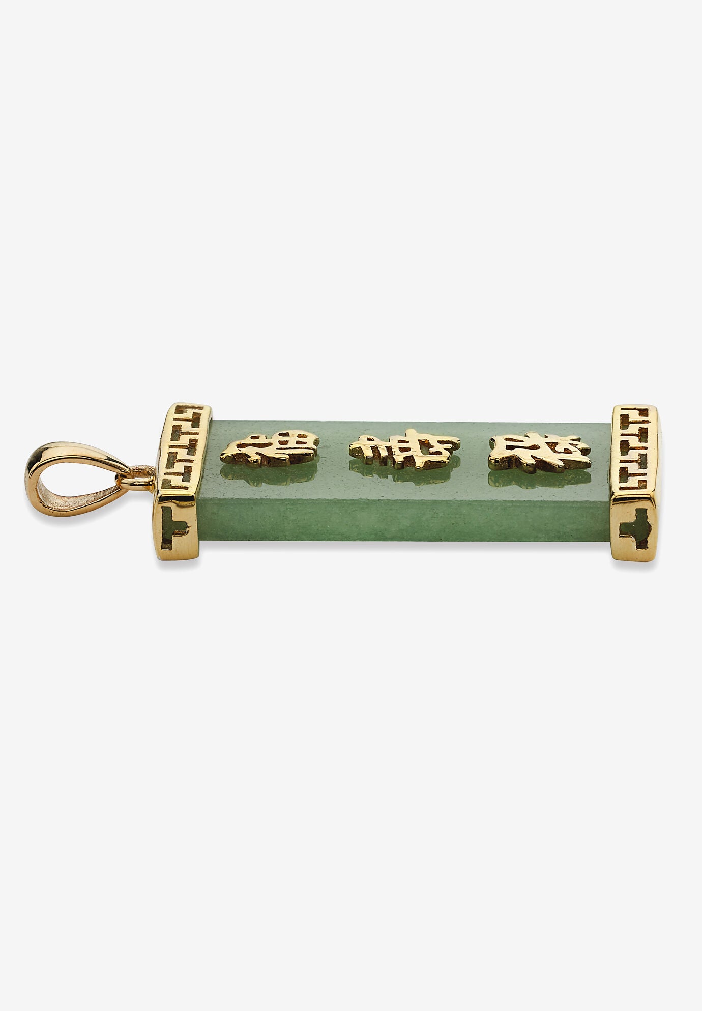 Yellow Gold Plated Silver Good Luck, Prosperity & Long Life Pendant , Jade Jewelry, , on-hover image number 1