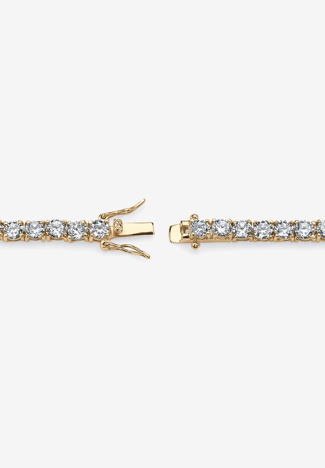10.75 Tcw Round Cubic Zirconia Yellow Gold-Plated Tennis Bracelet 7.5 inches, , on-hover image number 1