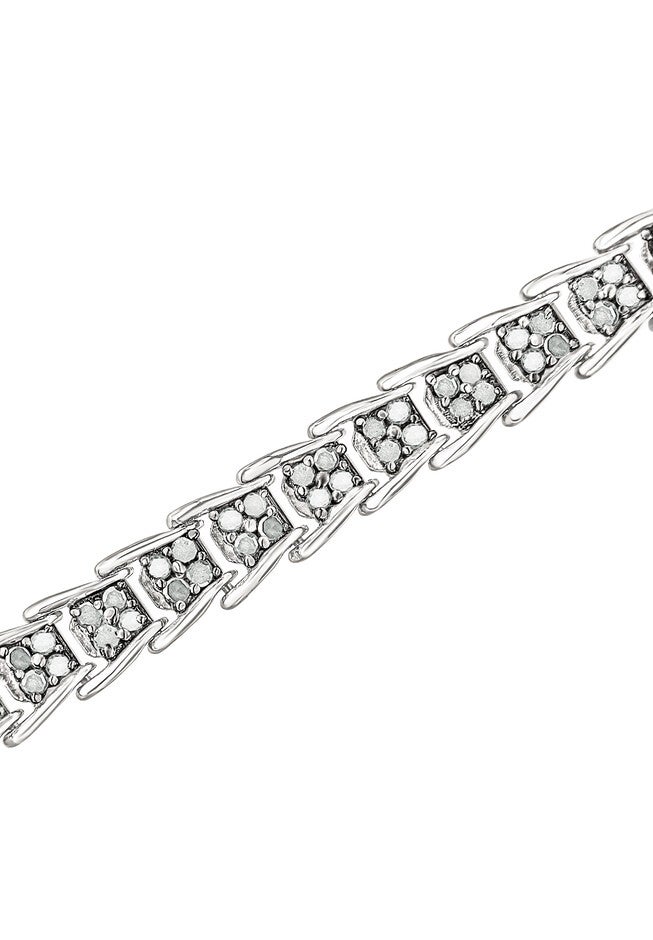 Sterling Silver Diamond Chevron Link Tennis Bracelet, , on-hover image number null