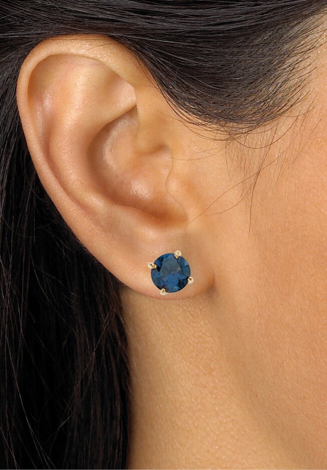 9.42 Cttw Gold-Plated Simulated Blue Sapphire And Cz Earrings And Ring Set, , alternate image number null