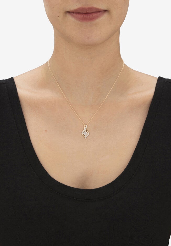 Diamond Accent Gold-Plated Cluster Bypass Pendant Necklace 18 inches - 20 inches, , alternate image number 2