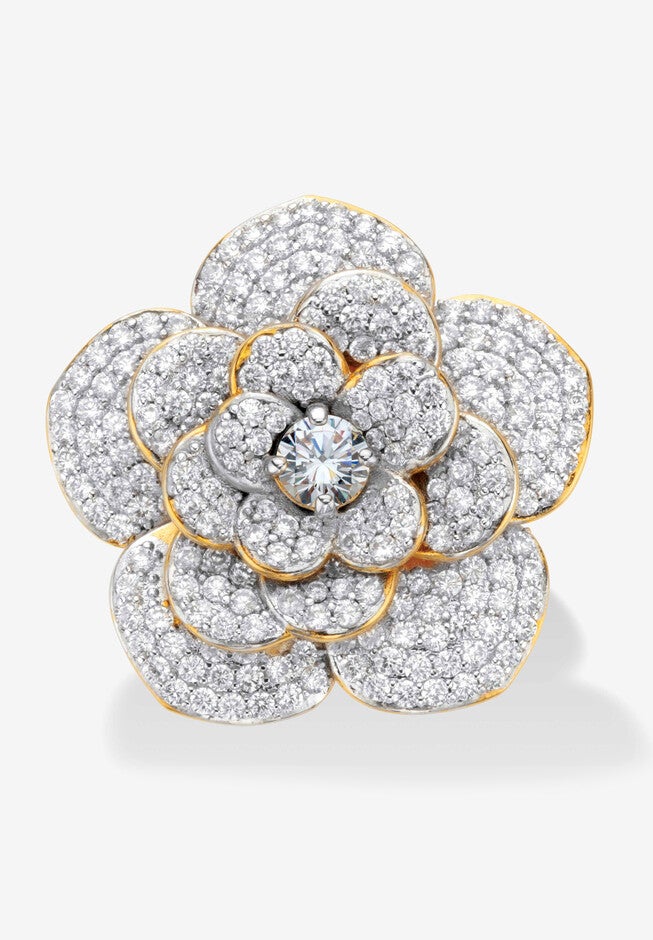 Yellow Gold-Plated Round Rose Ring, , alternate image number 3