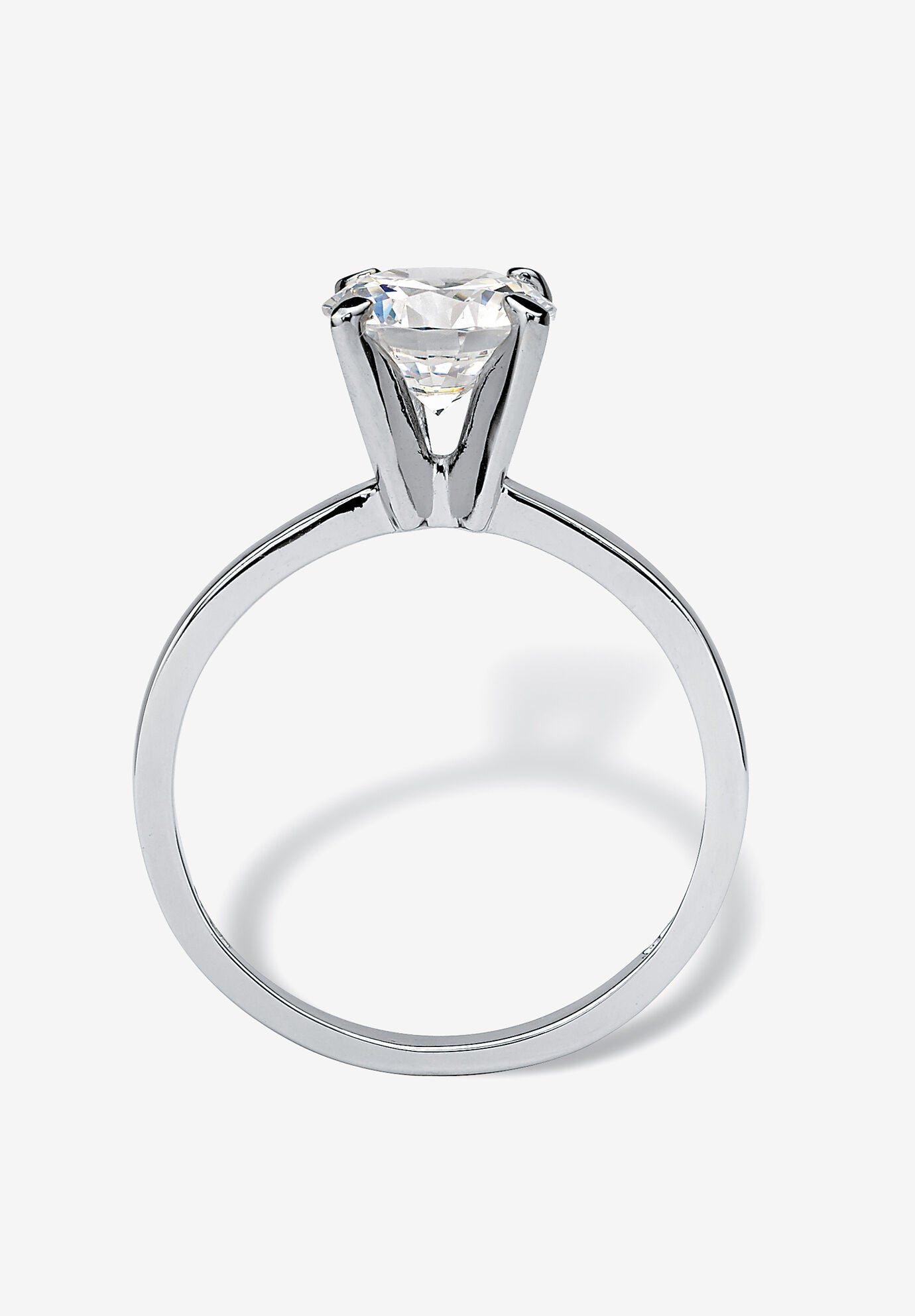 2 Tcw Round Cubic Zirconia Solitaire Ring In .925 Sterling Silver, , on-hover image number 1