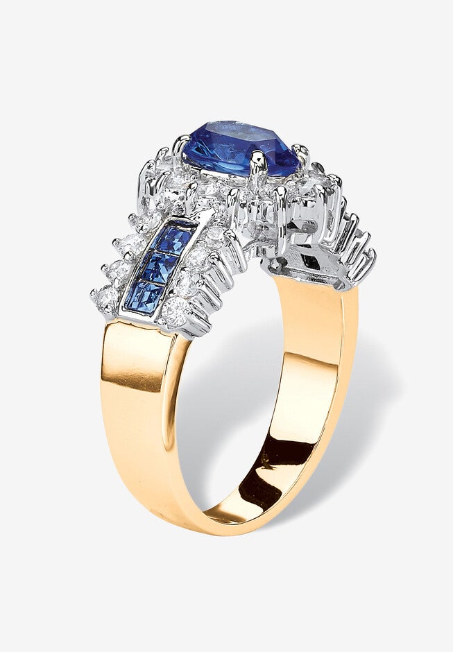 .82 Tcw Blue Crystal And Cz Gold-Plated Ring, , on-hover image number 1