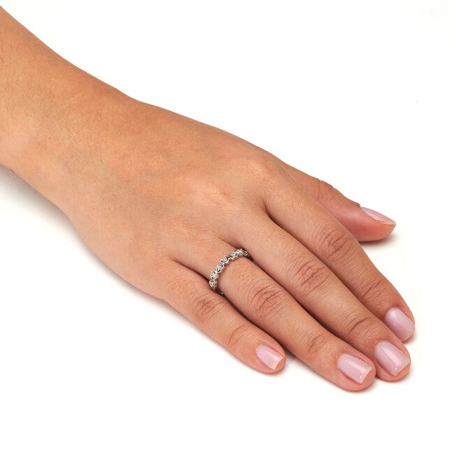 .11 TCW Interchanging Diamond Platinum Over Sterling Silver Heart Ring, WHITE, alternate image number null