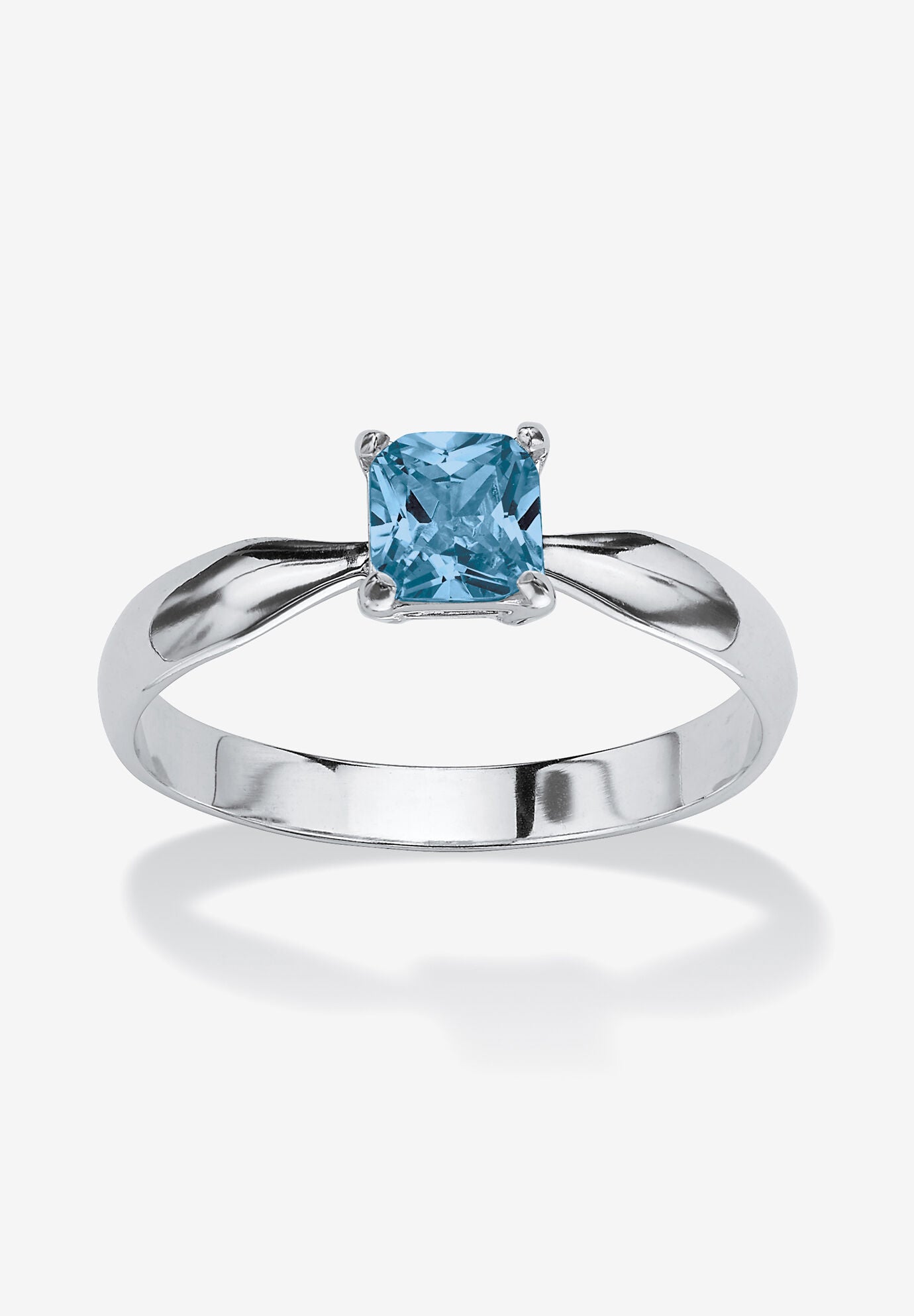 Birthstone .925 Silver Solitaire Ring, MARCH, hi-res image number 0