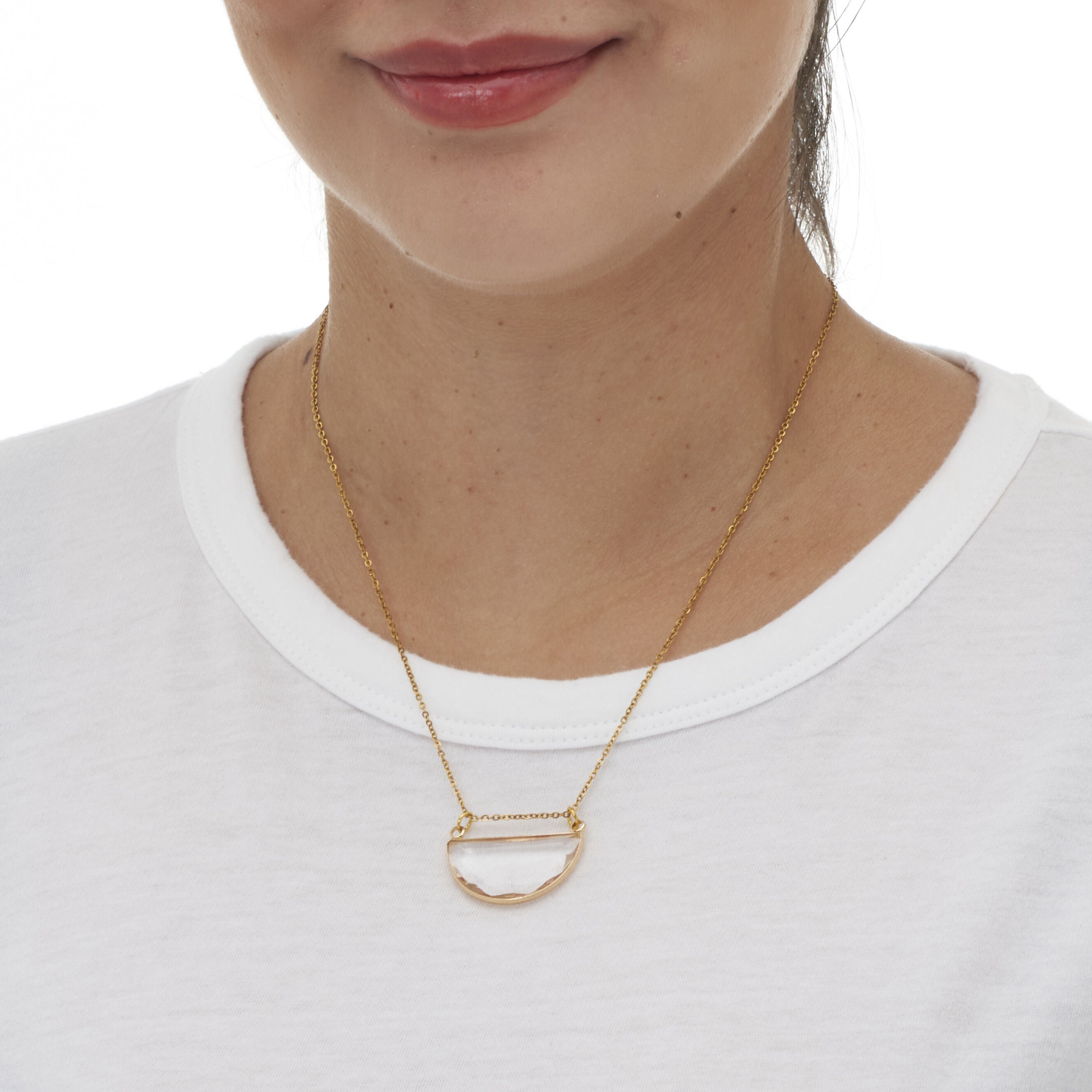 Crystal Half Moon Goldtone Jewelry Set, WHITE, alternate image number 2