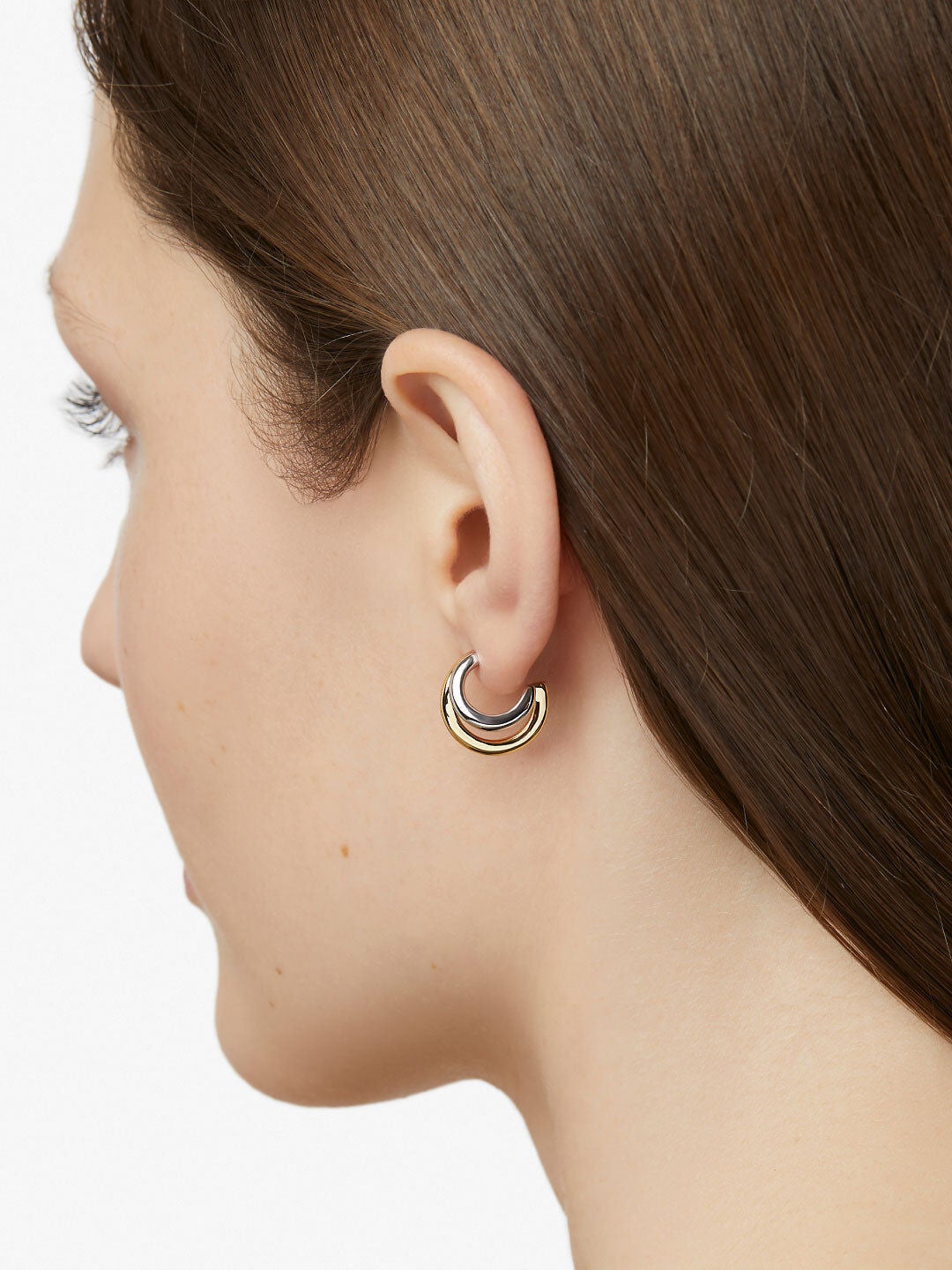 Scarlett Double Hoop Earrings, TWO TONE, alternate image number 2