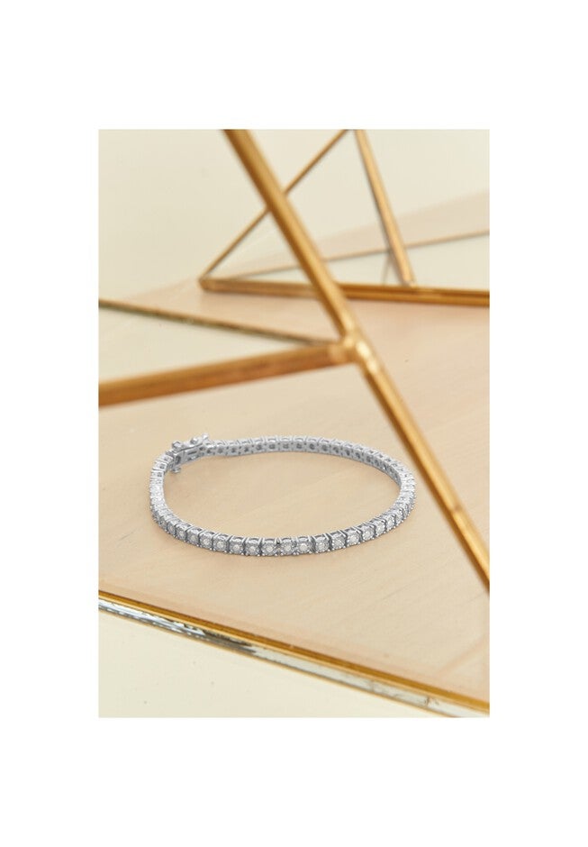 Silver 1.0 Cttw Miracle-Set Diamond Tennis Bracelet - 9 inches Inches, , alternate image number null