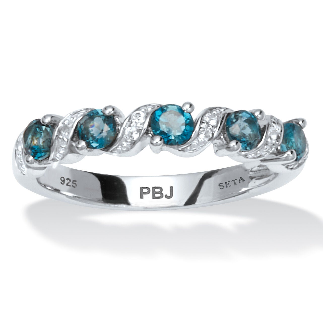 .71 TCW Round Cut Genuine London Blue Topaz Sterling Silver Ring, BLUE, hi-res image number 0